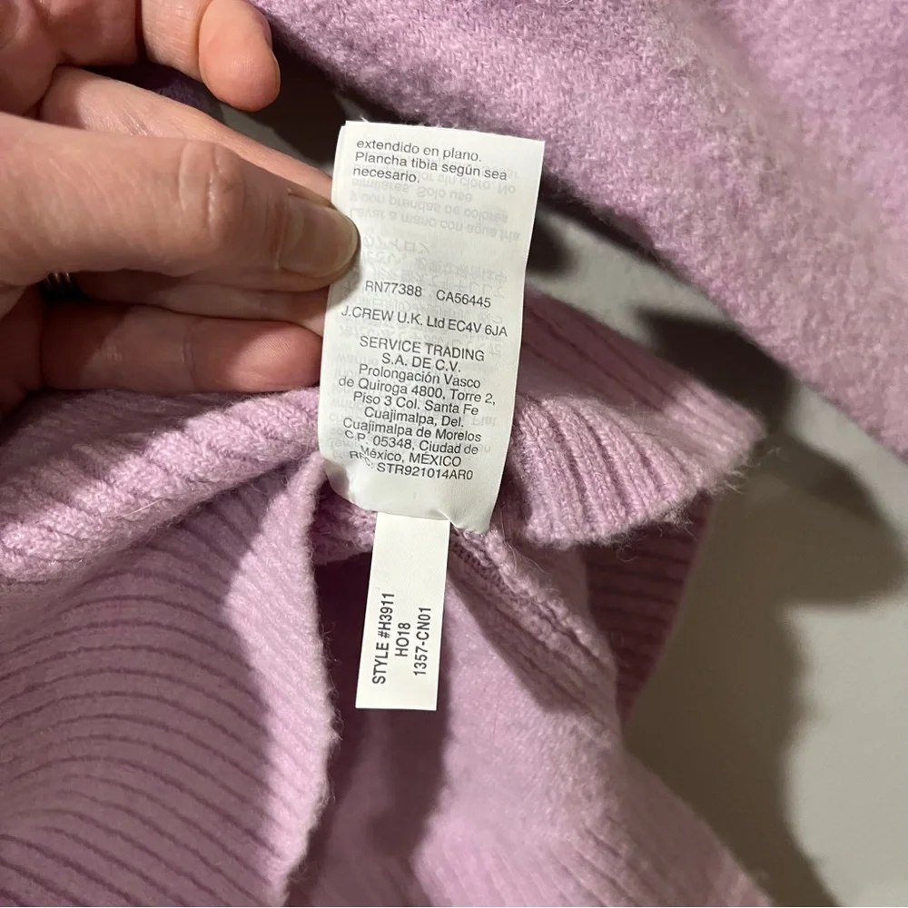 J. Crew Merino V-Neck‎ Tunic Long Sleeve Sweater Lilac XS Light Weight